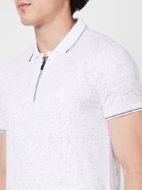 SPYKAR Polo Collar Short Sleeves Abstract Print Cotton Slim Fit T-shirt