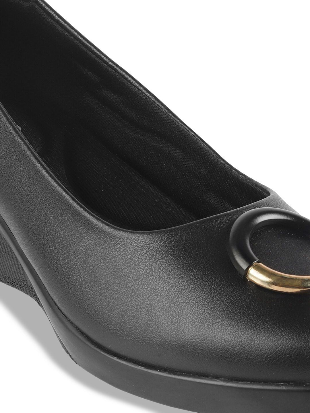 Metro Work Wedge Pumps with Buckles