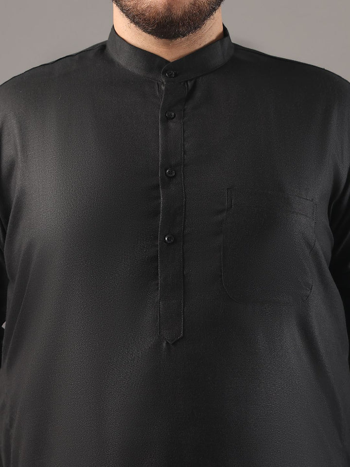 SOJANYA PLUS Plus Size Lelaki Band Collar Pure Cotton Kurta Lurus Dengan Piyama