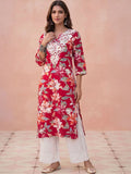 Rumah Wanita Chikankari Floral Printed Chikankari Floral Kurta