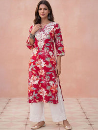 Rumah Wanita Chikankari Floral Printed Chikankari Floral Kurta