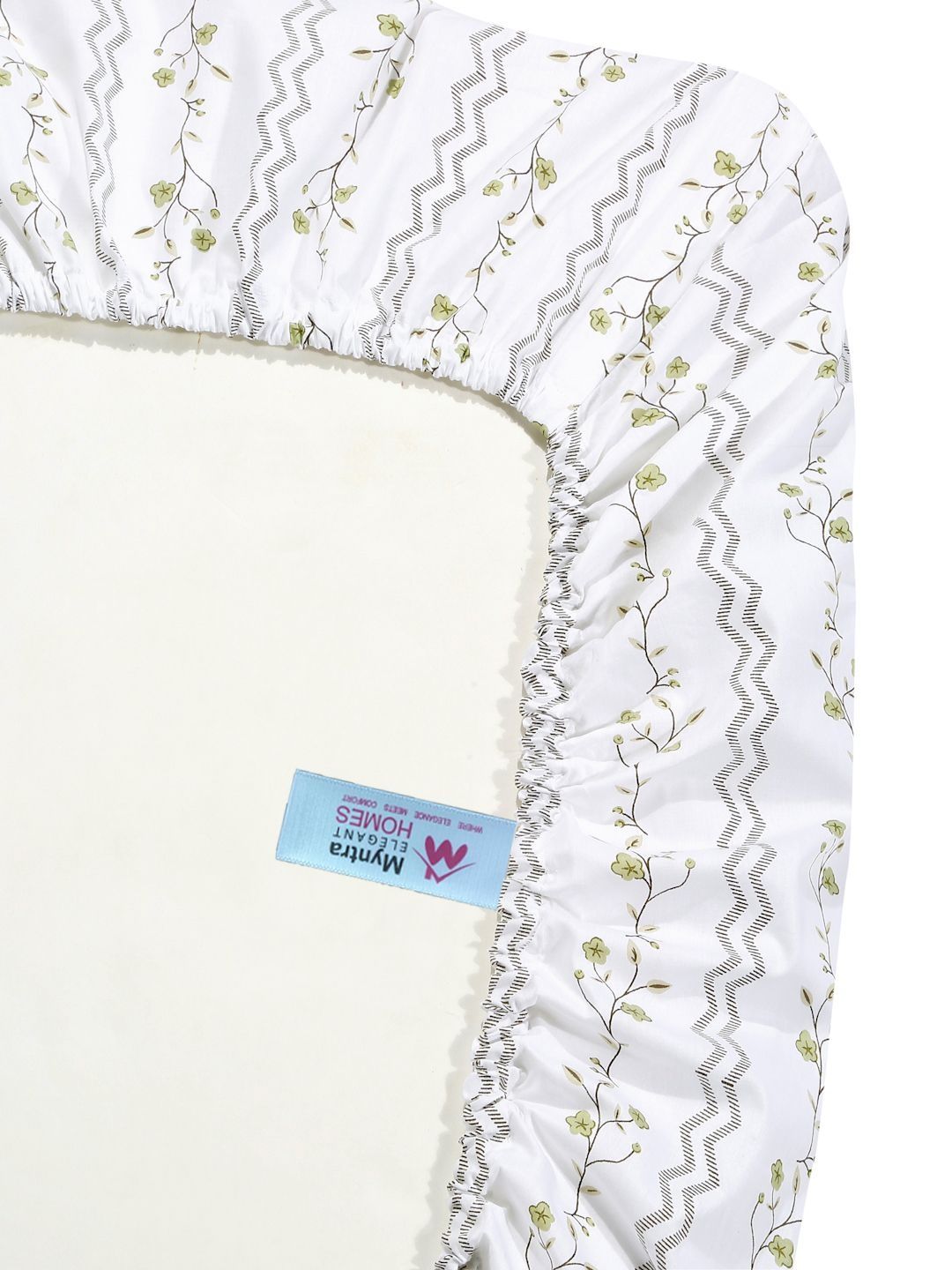 Myntra Elegant Homes White Floral 400 TC Bedsheet with 2 Pillow Covers