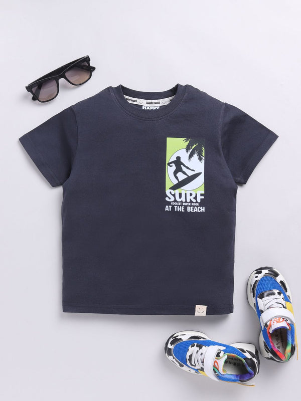 Happy Faces Boys Typography Kapas Tulen & T-Shirt Bercetak Grafik