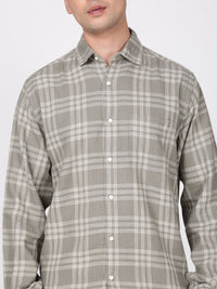 Bene Kleed Men Windowpane Checks Checked Spread Collar Casual Shirt
