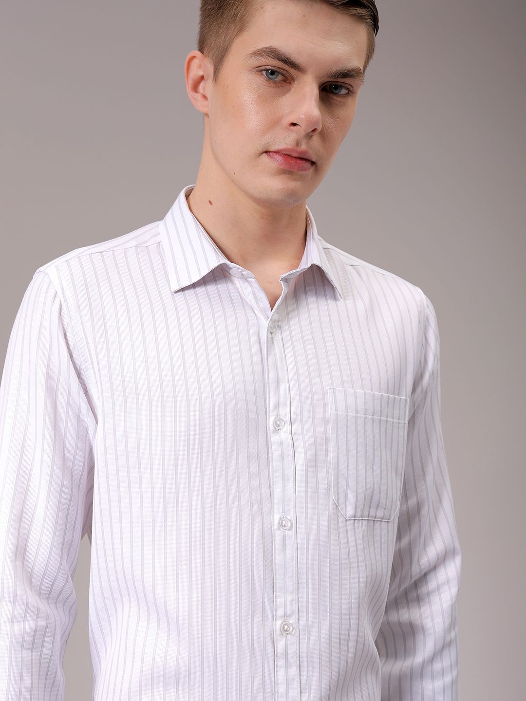 The Indian Garage Co. X Luxe Men Spread Collar Multi Striped Slim Fit Formal Shirt