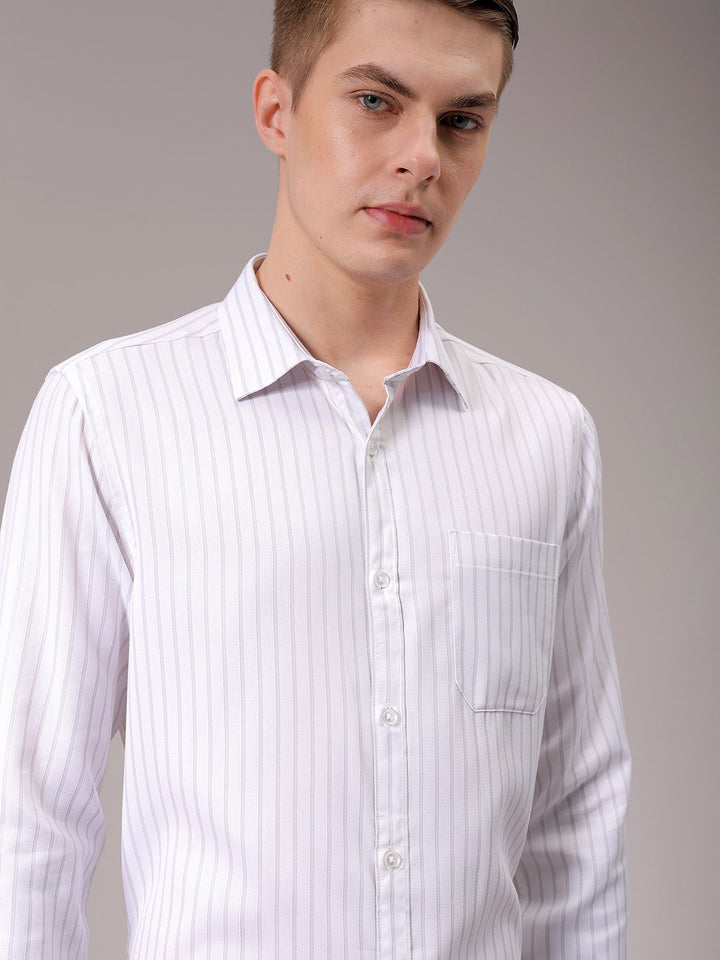The Indian Garage Co. X Luxe Men Spread Collar Multi Striped Slim Fit Formal Shirt