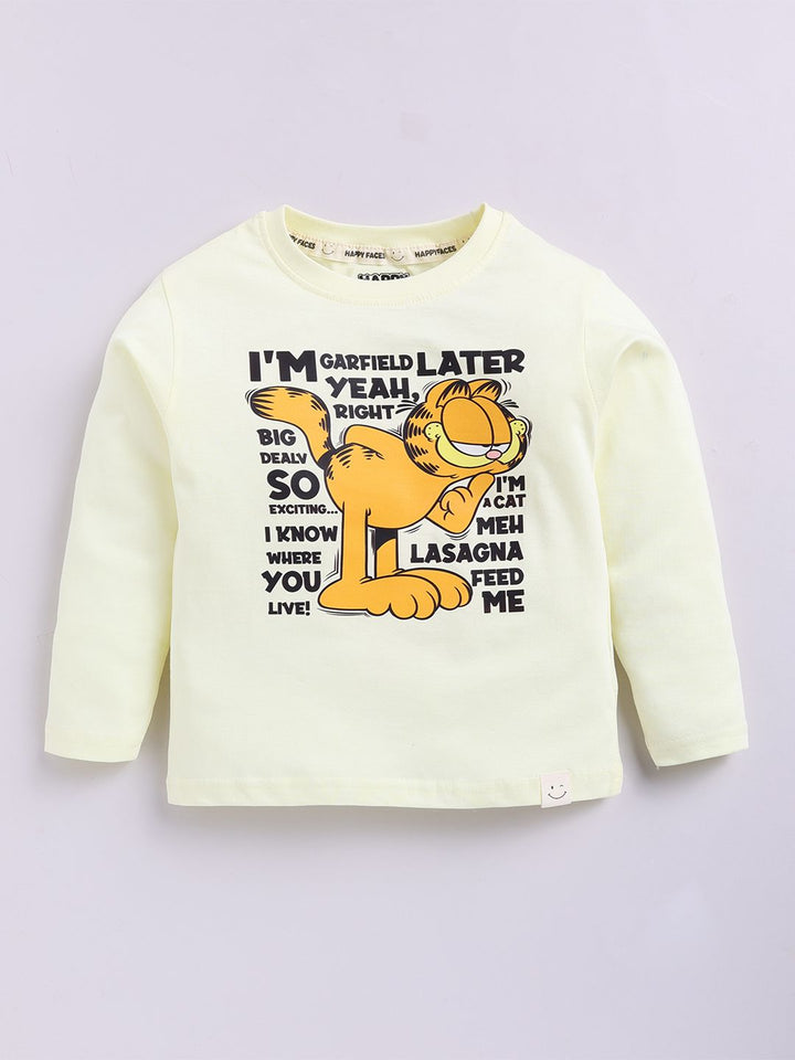 Happy Faces Boys Garfield Printed Pure Cotton T-shirt