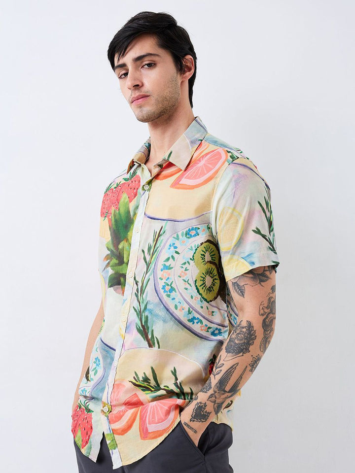SPYKAR Men Spread Collar Floral Printed Cotton Casual Shirt