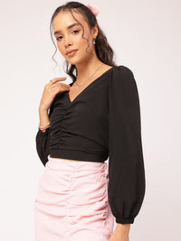 DressBerry Cinched Chic Ruched Crop Top