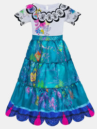 YK Girls Floral Print Fit & Flare Maxi Dress