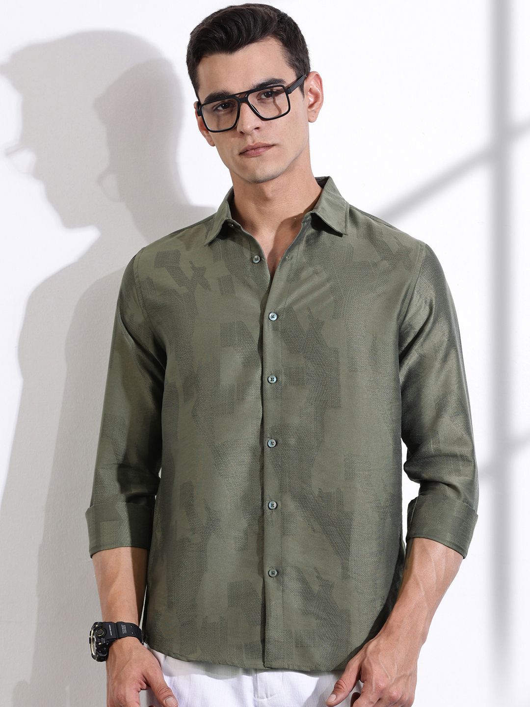 Thomas Scott Men Classic Slim Fit Opaque Casual Shirt