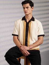 Eszett Colourblocked Polo Collar Cotton T-shirt