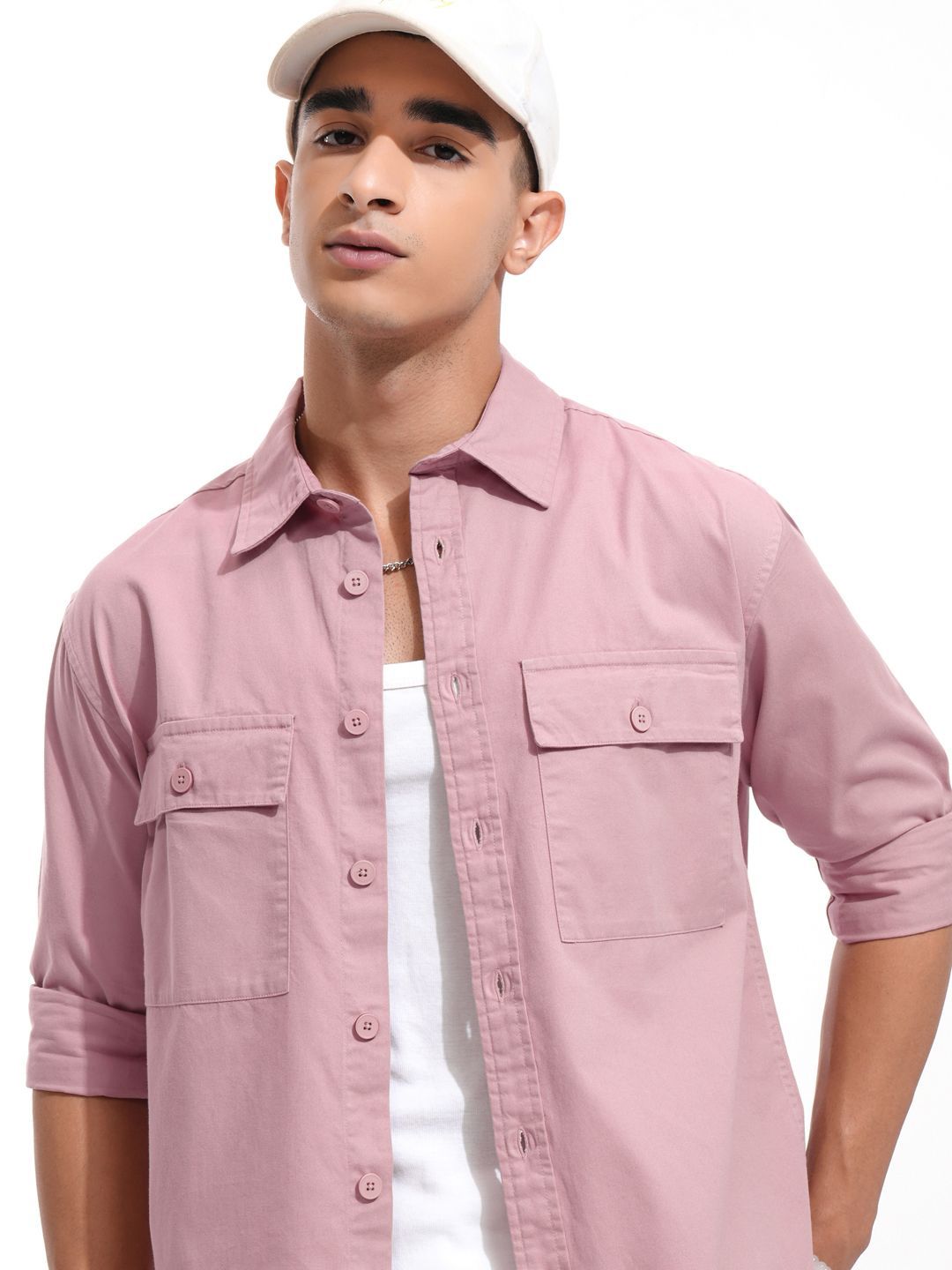 Highlander Men Solid Utility Pocket Oversized Overshirt