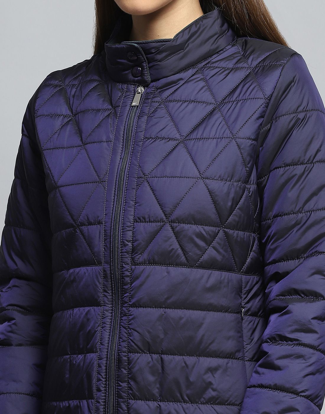 Monte Carlo Women Spread Collar Solid Casual Lightweight Puffer Jacket