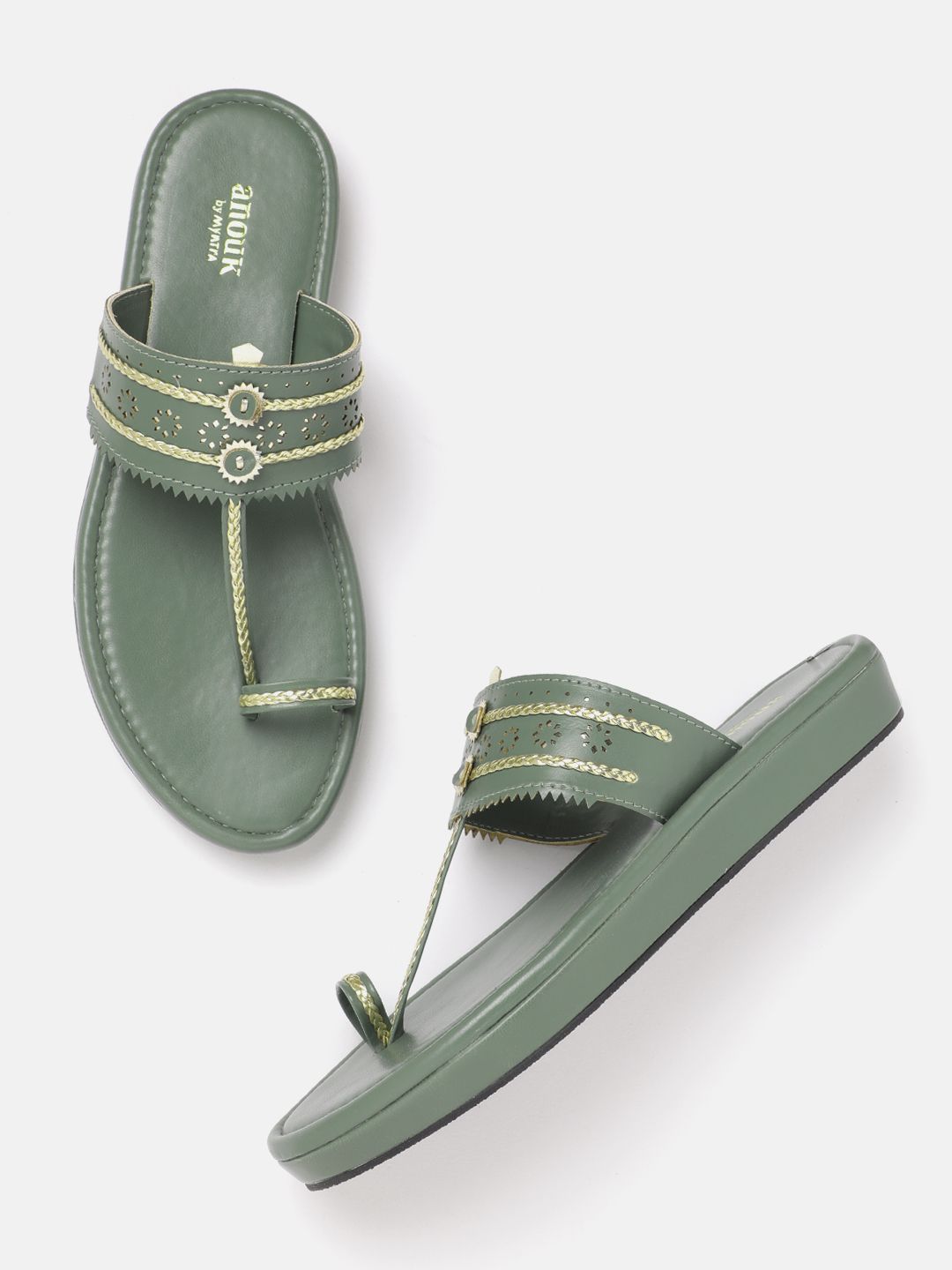Anouk Women Ethnic Motifs Open Toe Flats