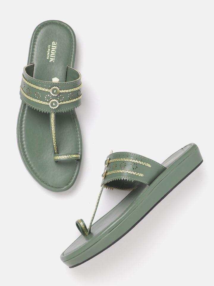 Anouk Women Ethnic Motifs Open Toe Flats