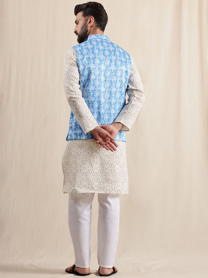 Anouk Men Printed Regular Kurta with Pyjamas & Nehru Jacket