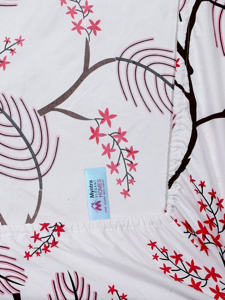Myntra Elegant Homes Grey & Pink Floral Printed Dilengkapi 300 TC King Cadar dengan 2 Sarung Bantal