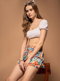 Berrylush Women Floral Printed High-Rise Shorts