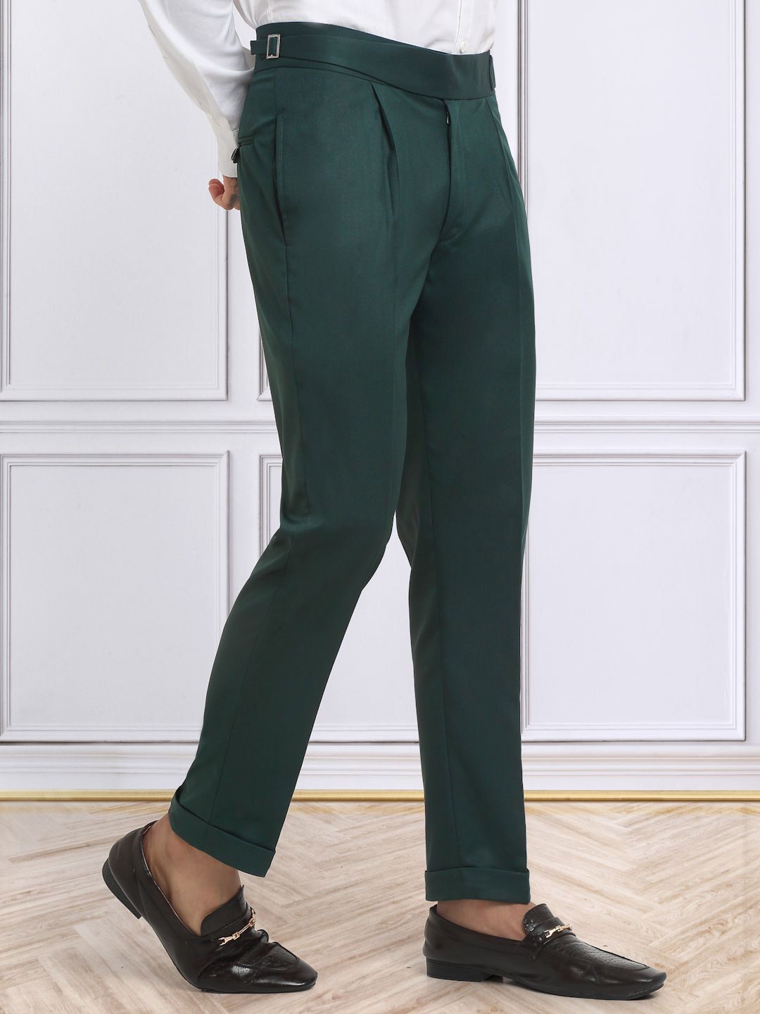 KLOTTHE Cotton Slim Fit Pleated Formal Trousers