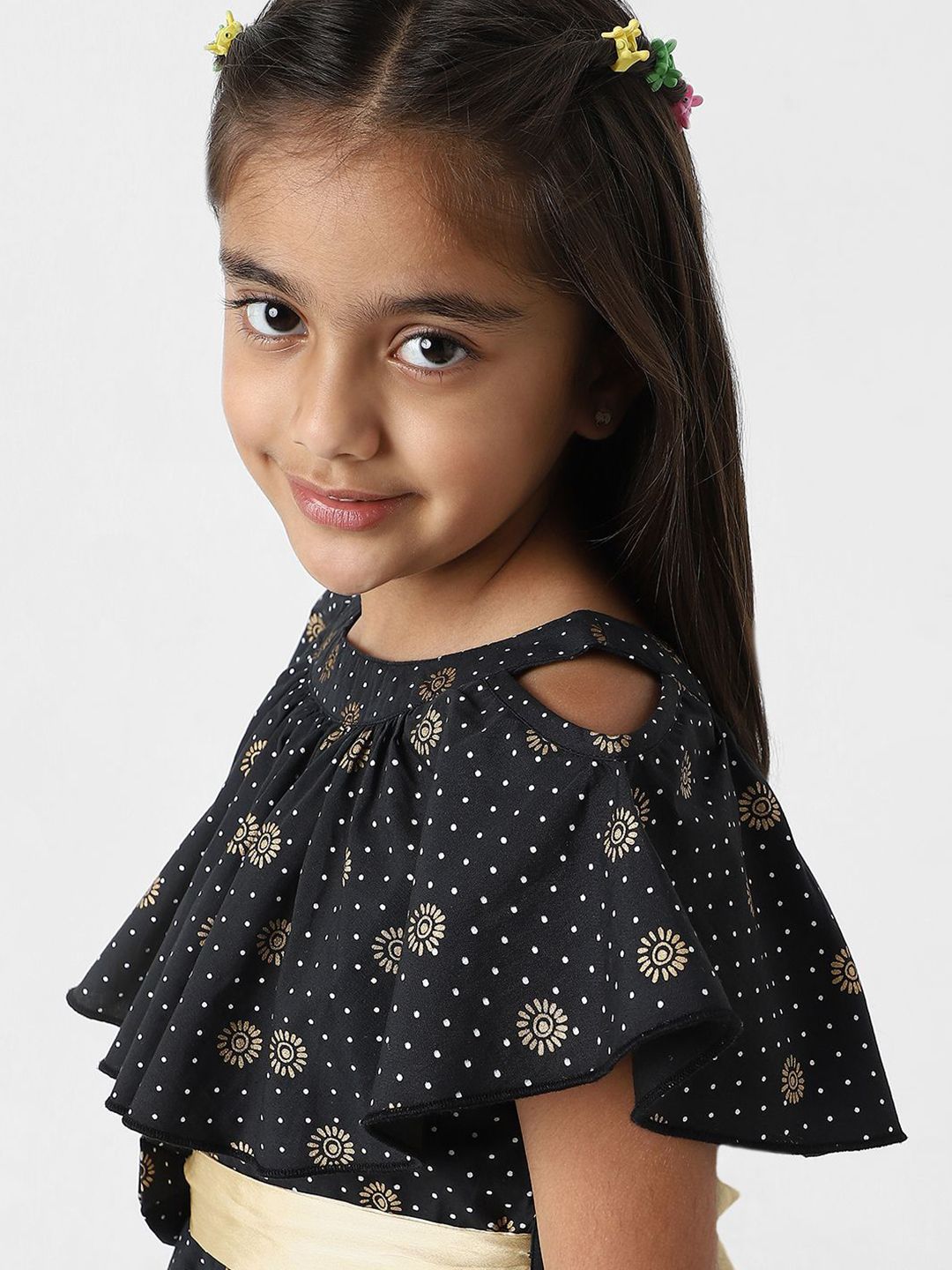 Nauti Nati Girls Printed Cotton Frock with Belt