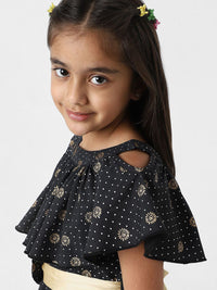 Nauti Nati Girls Printed Cotton Frock with Belt