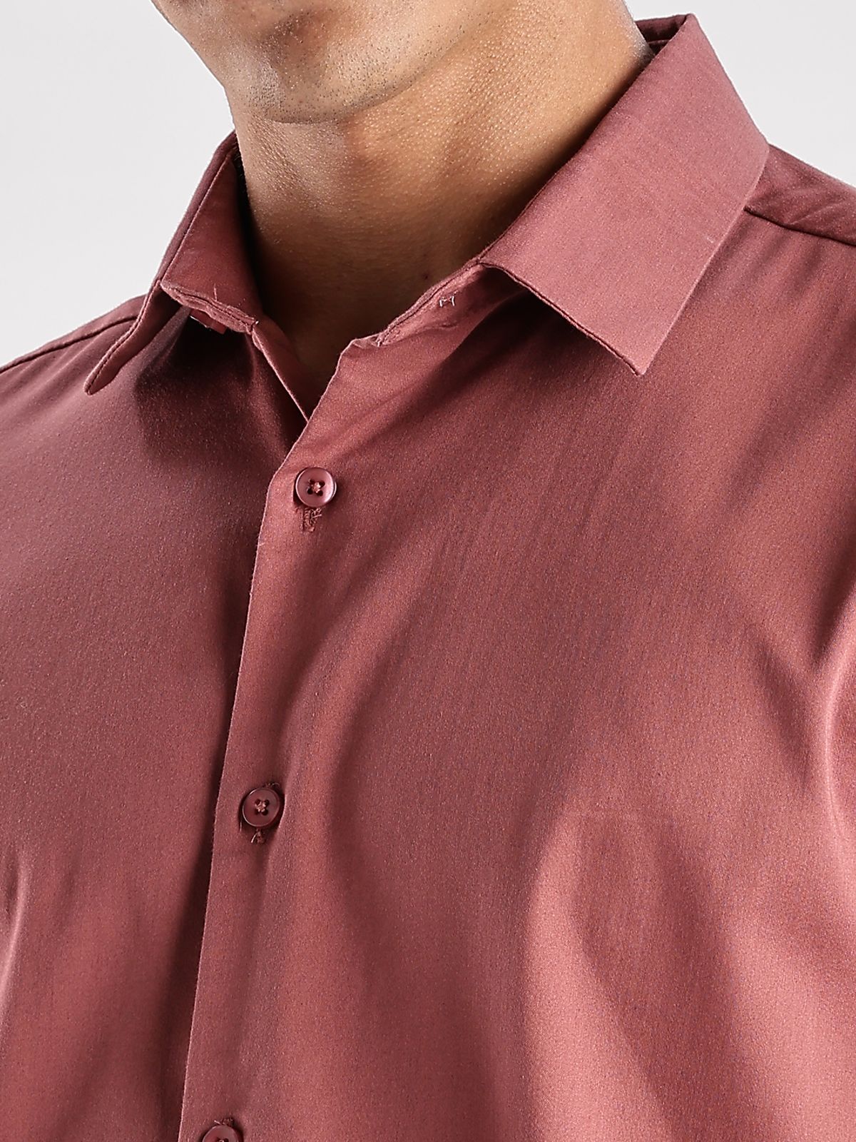 ADRO Men Slim Fit Solid Satin Casual Shirt