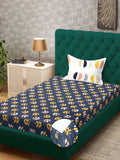 Myntra Elegant Homes Blue Printed 400 TC Fitted Single Bedsheet Set 2.25 m x 1.5 m