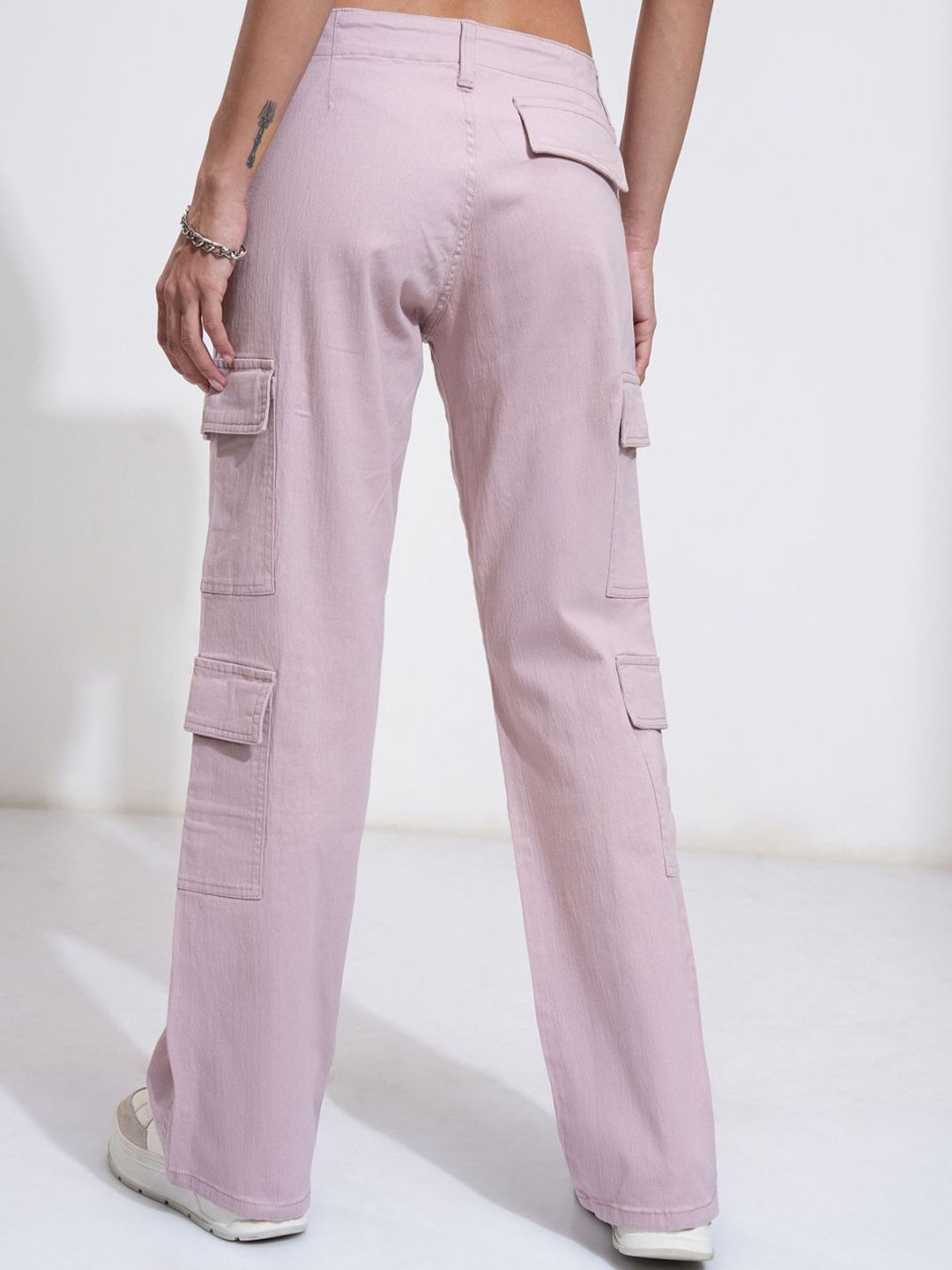 Tokyo Talkies Women Wide Leg Twill Cargo Trousers