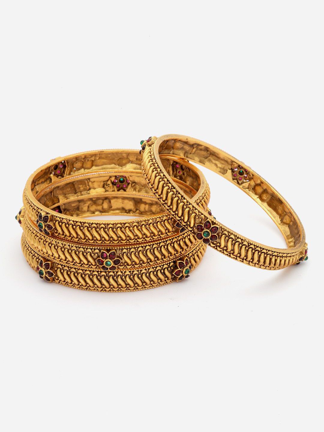 PANASH- Set Of 2 24 CT Gold-Plated Handcrafted Antique Bangles