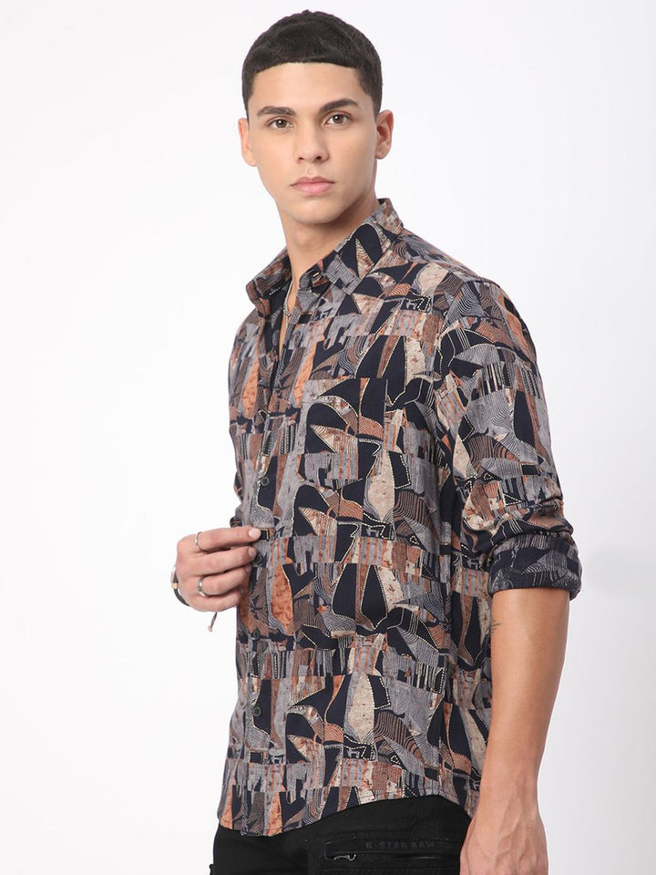 VASTRADO Men Classic Slim Fit Opaque Printed Casual Shirt