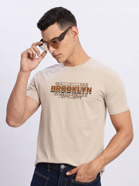 ADRO Typography Printed Round Neck Cotton T-shirt