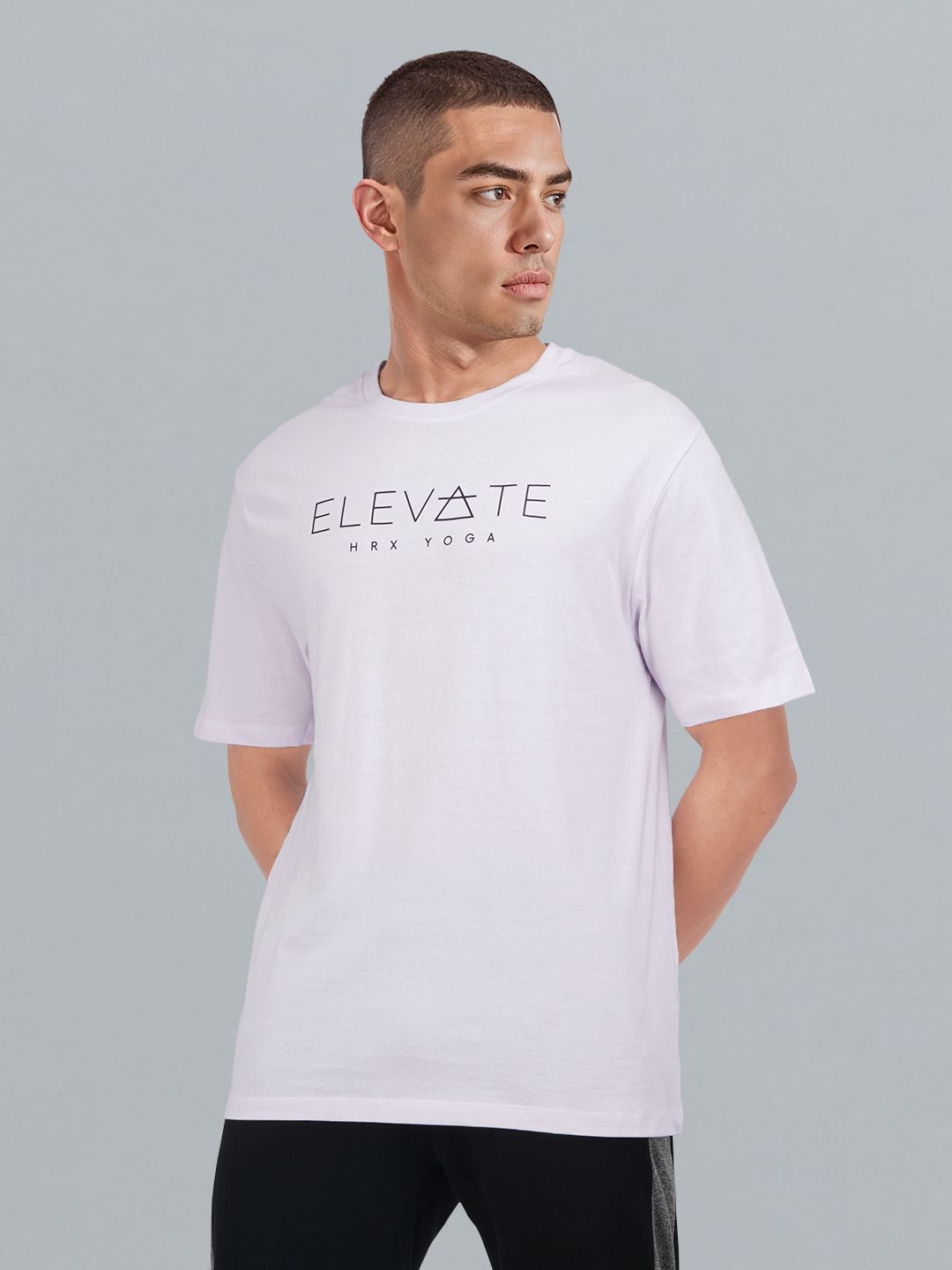HRX by Hrithik Roshan Typography Printed Pure Cotton Relaxed Fit Yoga T-shirt