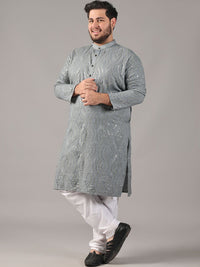 SOJANYA PLUS Plus Size Men Floral Embroidered Pure Cotton Straight Kurta & Pyjamas