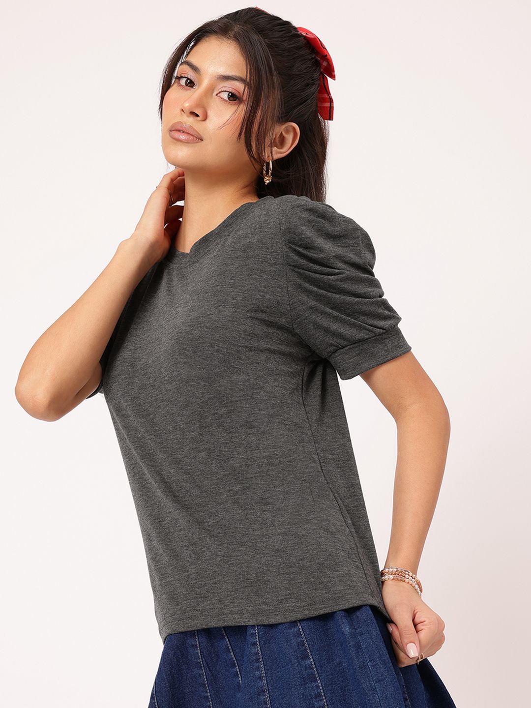 DressBerry Feminine Flair Puff Sleeves T-shirt