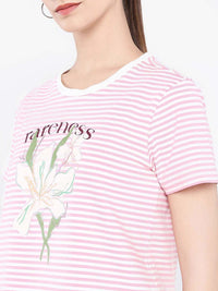 Rareism Wanita Grafik T-Shirt Leher Pusingan Dicetak