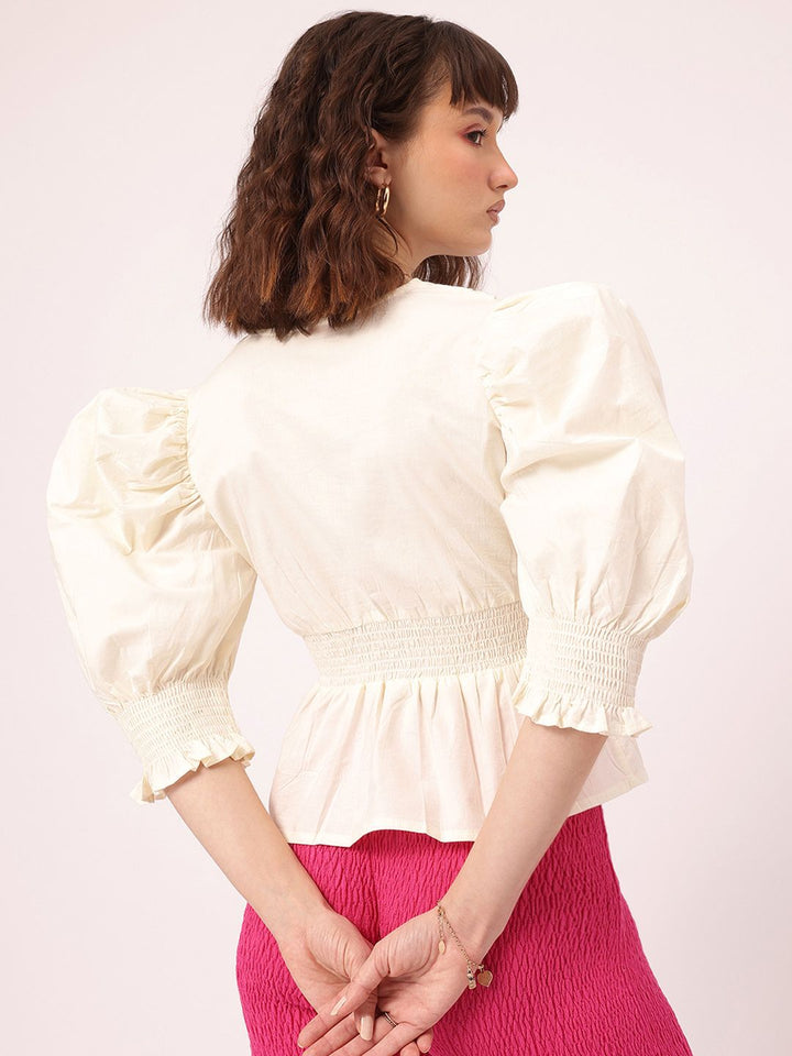 DressBerry Smocked Cinched Waist Top
