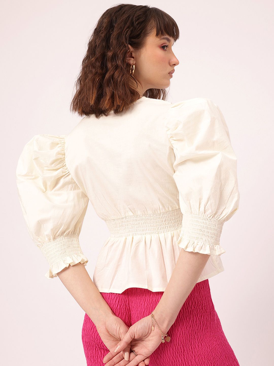 DressBerry Smocked Cinched Waist Top