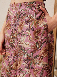 Quiero Floral Printed Boat Neck Top dengan Palazzos