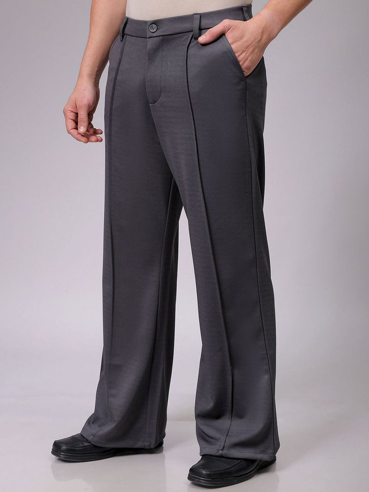 The Indian Garage Co Men Mid-Rise Flared Pleated Trousers