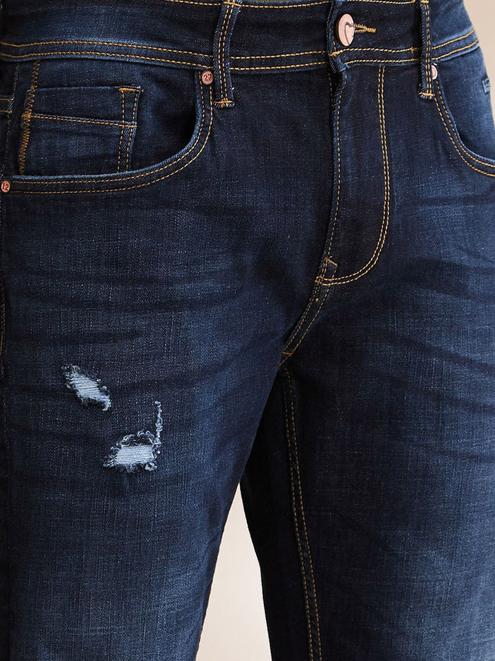 Being Human Men Solid Mid-Rise Skinny Fit Cat Scratches Jeans