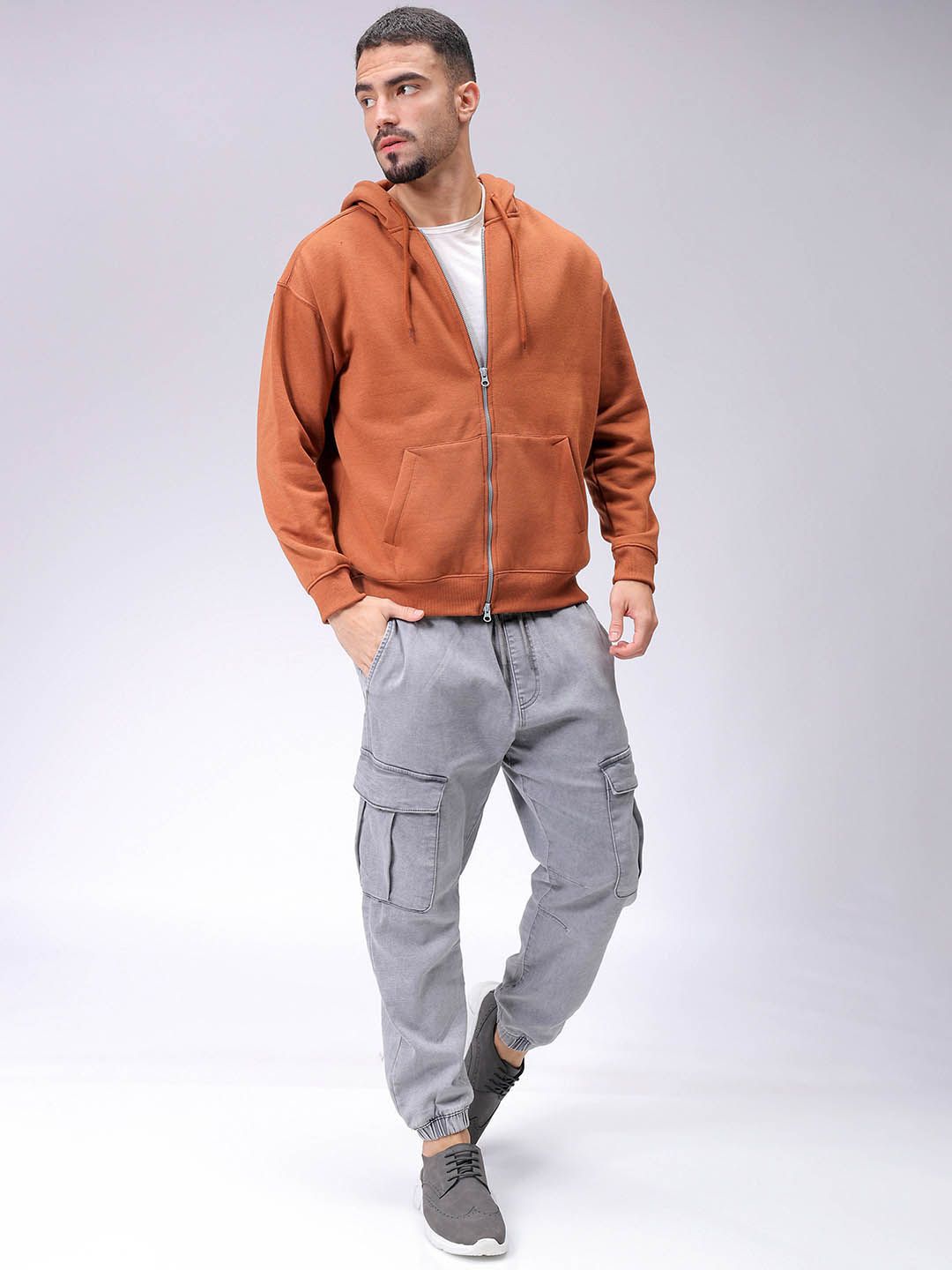 The Indian Garage Co Men Hooded Double Way Front Open Zipper Sweatshirt