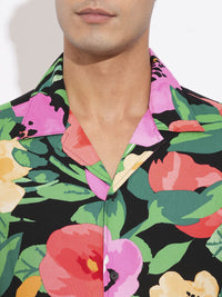 Being Human Men Spread Collar Floral Printed Cotton Slim Fit Casual Shirt