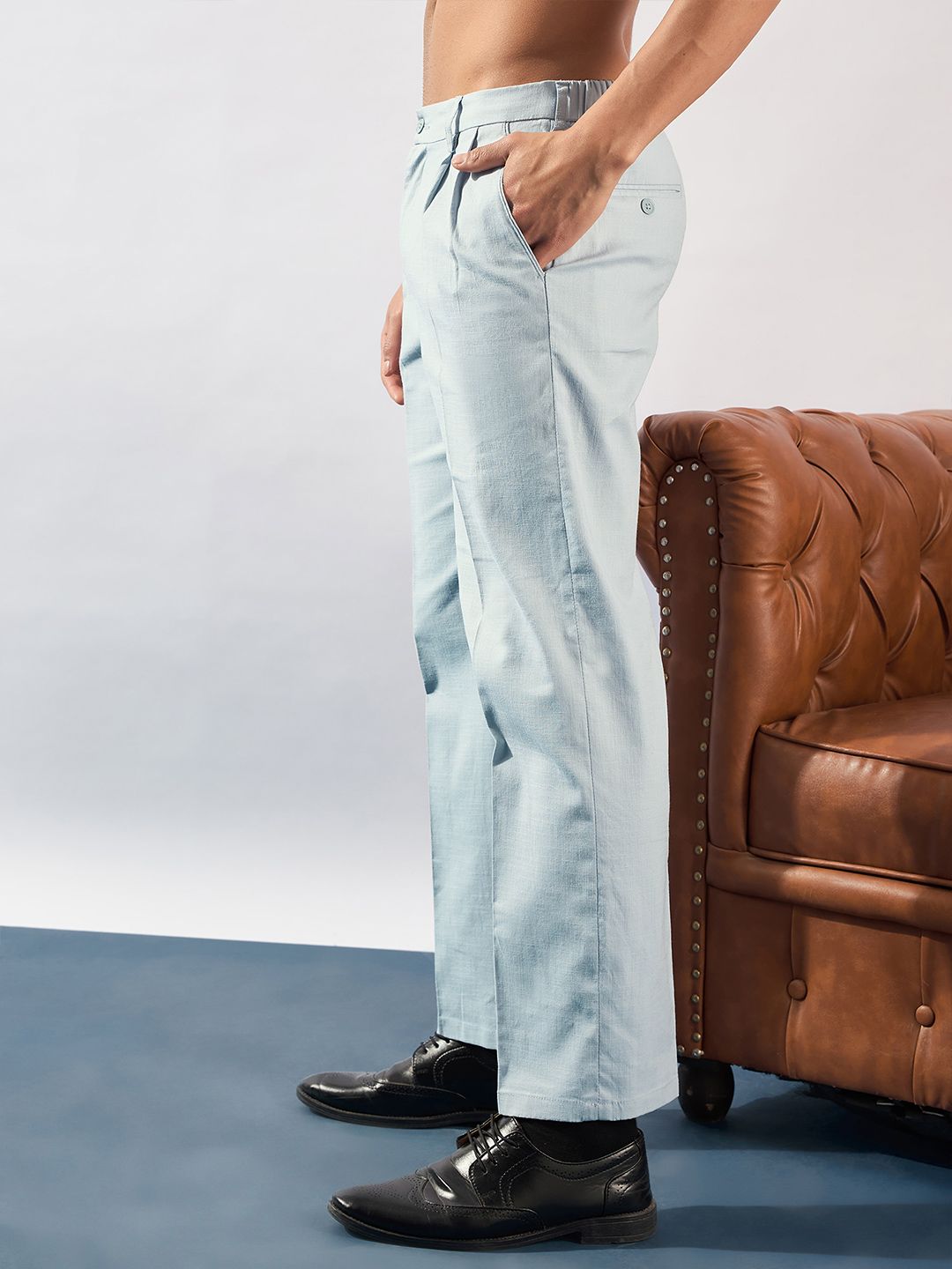 DENNISON Men Korean Double Pleated Baggy Fit Casual Trouser