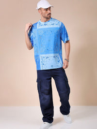 The Indian Garage Co Men Abstract Printed Round Neck Oversized T-shirt