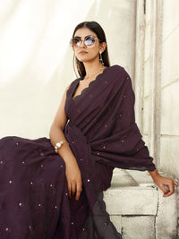 Tikhi Imli Solid Mirror Work Saree