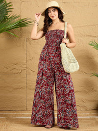 Berrylush Strapless Printed Culotte Jumpsuit