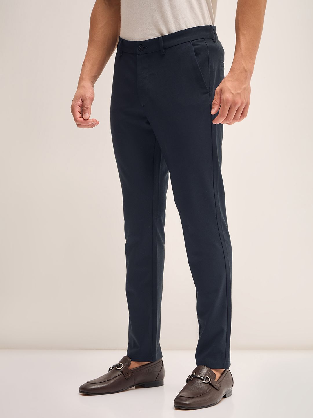 THE BEAR HOUSE Men Mid-Rise Slim Fit Formal Trousers