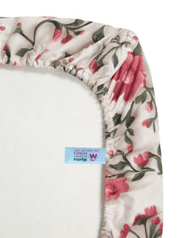 Myntra Elegant Cream Floral Printed Fitted 300 TC King 7D Bedsheet & 2 Pillow Covers