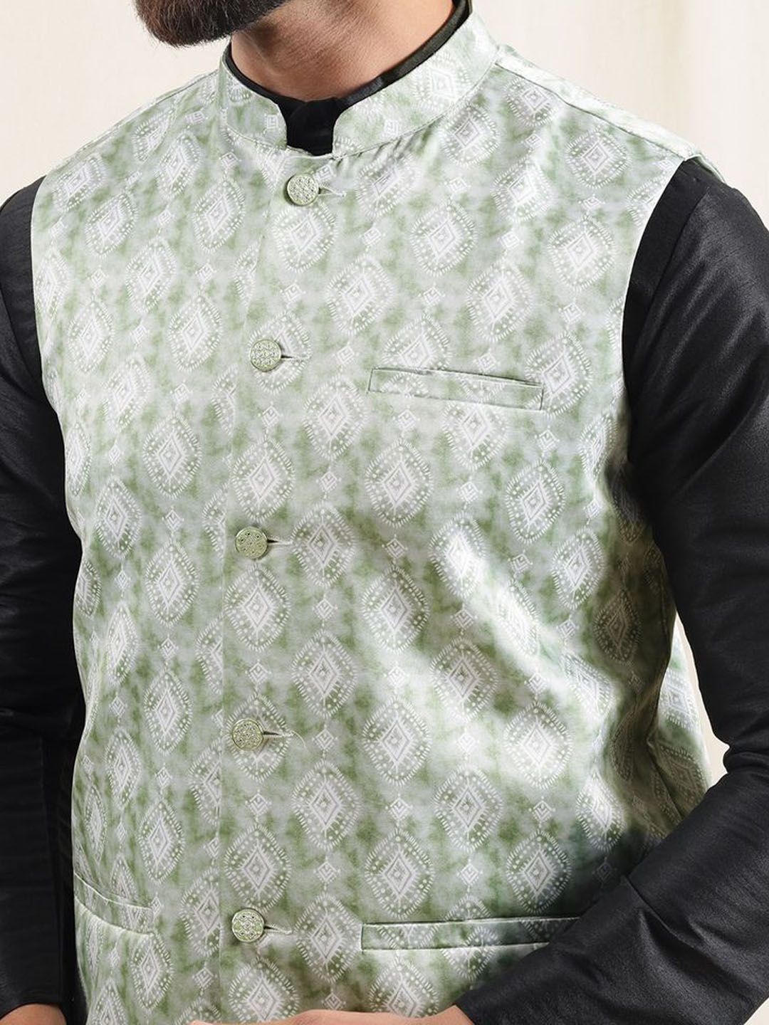 Anouk Geometric Printed Nehru Jacket